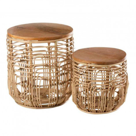 Lot de 2 Tables Gigognes "Ellen" 50cm Naturel|Table Basse|Paris Prix