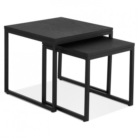 Lot de 2 Tables d'Appoint Gigognes "Dezina" 50cm Noir|Table Basse|Paris Prix