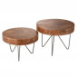 Lot de 2 Tables d'Appoint "Wood Paulownia" 50cm Marron|Table Basse|Paris Prix