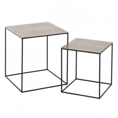 Lot de 2 Tables Gigognes "Haus" 55cm Argent & Noir|Table Basse|Paris Prix