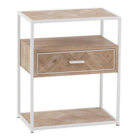 Table d'Appoint 1 Tiroir "Miraza" 61cm Naturel & Blanc|Table Basse|Paris Prix