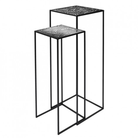 Lot de 2 Sellettes Gigognes Déco "Havana" 90cm Noir|Table Basse|Paris Prix