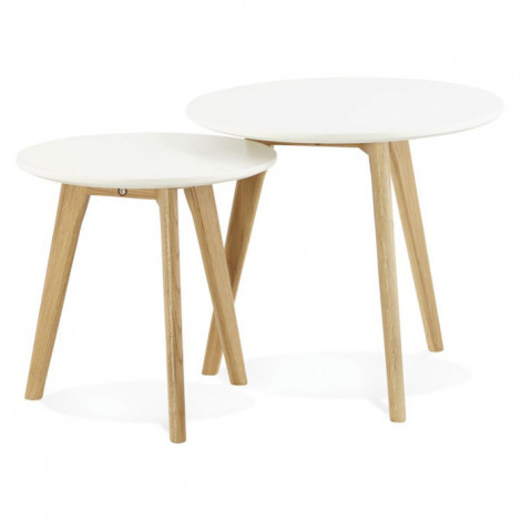 Lot de 2 Tables d'Appoint "Rauma" 50cm Blanc|Table Basse|Paris Prix