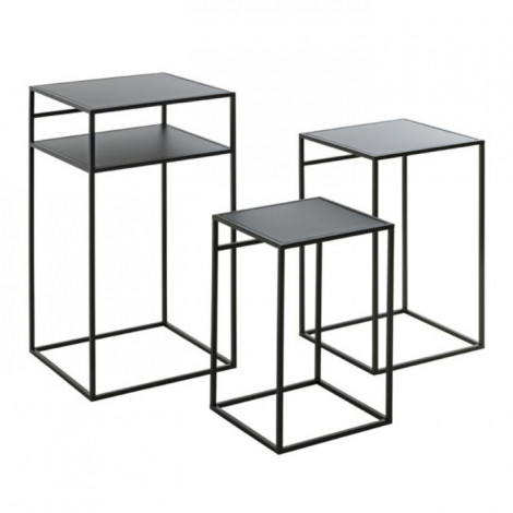 Lot de 3 Tables d'Appoint Design "Mino" 64cm Noir|Table Basse|Paris Prix