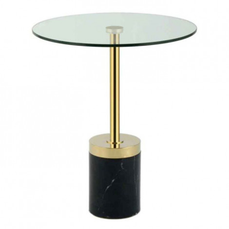 Table d'Appoint en Marbre "Lana" 53cm Or & Noir|Table Basse|Paris Prix