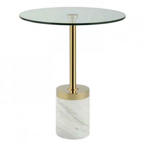 Table d'Appoint en Marbre "Lana" 53cm Or & Blanc|Table Basse|Paris Prix