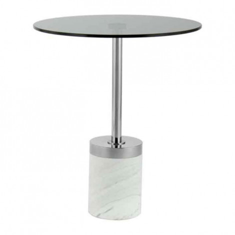 Table d'Appoint en Marbre "Lana" 53cm Gris & Blanc|Table Basse|Paris Prix