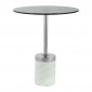 Table d'Appoint en Marbre "Lana" 53cm Gris & Blanc|Table Basse|Paris Prix
