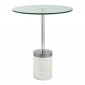 Table d'Appoint en Marbre "Lana" 53cm Argent & Blanc|Table Basse|Paris Prix