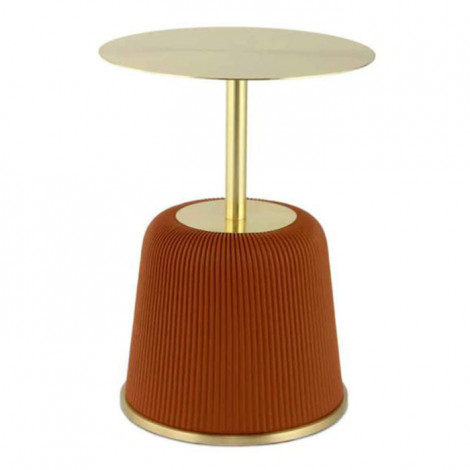 Table d'Appoint Design "Jokai" 60cm Cognac & Or|Table Basse|Paris Prix