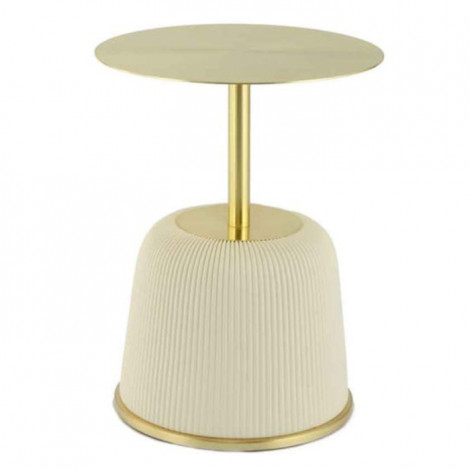 Table d'Appoint Design "Jokai" 60cm Crème & Or|Table Basse|Paris Prix
