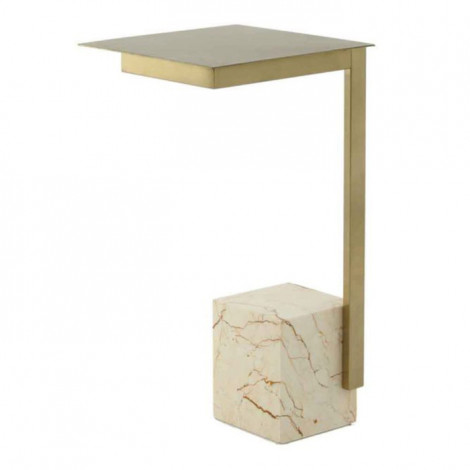 Table d'Appoint Design "Rocio" 56cm Blanc & Or|Table Basse|Paris Prix