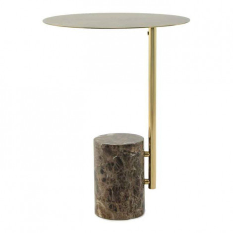 Table d'Appoint Ronde "Rocio" 54cm Marron & Or|Table Basse|Paris Prix