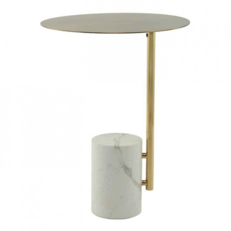 Table d'Appoint Ronde "Rocio" 54cm Blanc & Or|Table Basse|Paris Prix