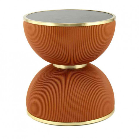 Table d'Appoint Design "Jokai" 51cm Cognac & Or|Table Basse|Paris Prix