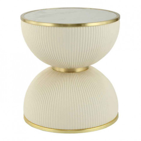 Table d'Appoint Design "Jokai" 51cm Crème & Or|Table Basse|Paris Prix