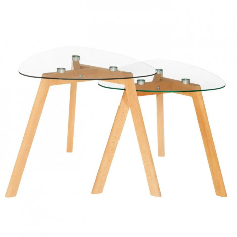 Lot de 2 Tables à Café "Thalie" 50cm Transparent|Table Basse|Paris Prix