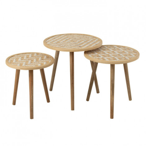 Lot de 3 Tables d'Appoint Gigognes "Baudoin" 55cm Naturel|Table Basse|Paris Prix