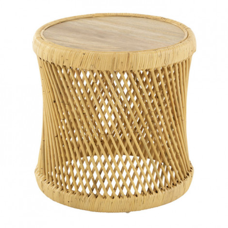 Table d'Appoint en Rotin "Cylindre" 50cm Naturel|Table Basse|Paris Prix