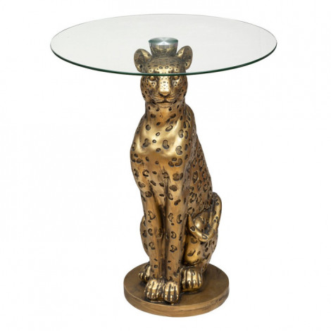 Table d'Appoint Design "Wild Léopard" 52cm Or|Table Basse|Paris Prix