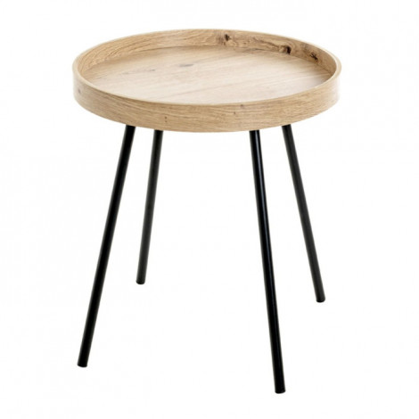 Table d'Appoint avec Rebord "Miranda" 45cm Chêne & Noir|Table Basse|Paris Prix