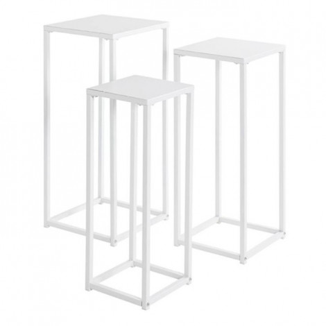 Lot de 3 Sellettes en Métal "Cromano" 71cm Blanc|Table Basse|Paris Prix