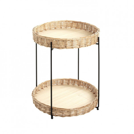 Table d'Appoint Osier "Irène" 49cm Naturel & Noir|Table Basse|Paris Prix
