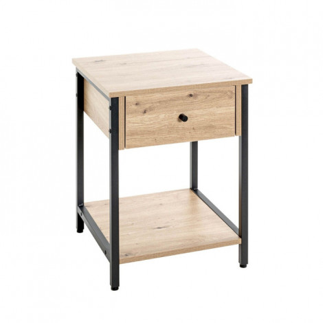 Table d'Appoint 1 Tiroir "Miranda" 55cm Chêne & Noir|Table Basse|Paris Prix