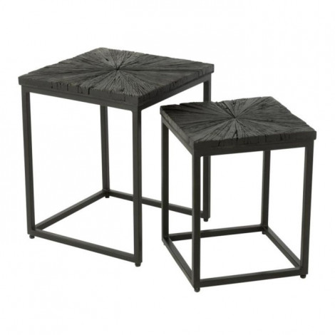 Lot de 2 Tables d'Appoint Gigognes "Shanil" 53cm Noir|Table Basse|Paris Prix