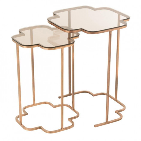 Lot de 2 Tables d'Appoint Métal "Ones" 61cm Cuivre|Table Basse|Paris Prix