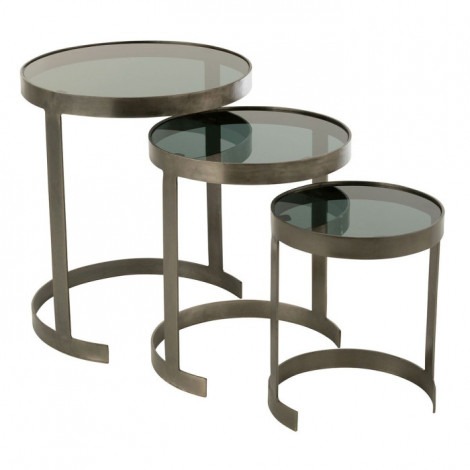 Lot de 3 Tables d'Appoint Gigognes "Soni" 54cm Gris|Table Basse|Paris Prix