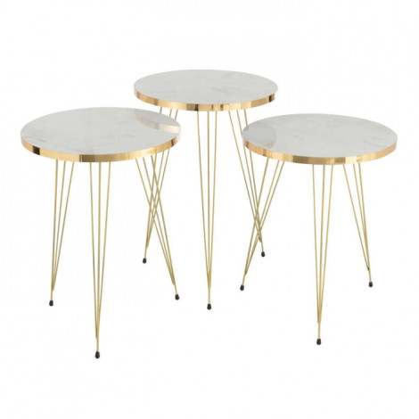 Lot de 3 Tables d'Appoint "Lottie" 56cm Blanc|Table Basse|Paris Prix