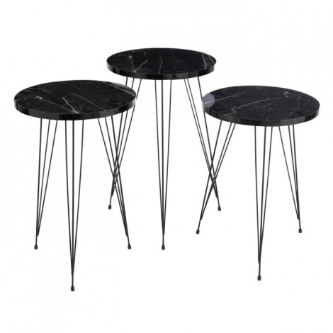 Lot de 3 Tables d'Appoint "Célia" 56cm Noir|Table Basse|Paris Prix