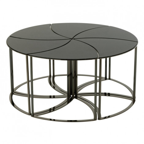 Lot de 6 Tables d'Appoint "Tornado" 48cm Noir|Table Basse|Paris Prix