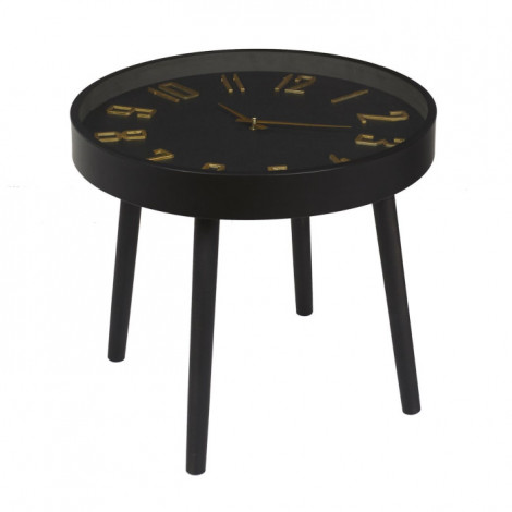 Table d'Apppoint Horloge "Lounge" 50cm Noir|Table Basse|Paris Prix