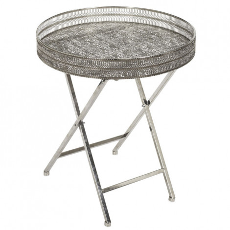 Table d'Appoint en Métal "Liena" 55cm Argent|Table Basse|Paris Prix