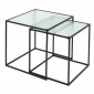 Lot de 2 Tables d'Appoint Gigognes "Verre" 40cm Noir|Table Basse|Paris Prix