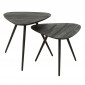 Lot de 2 Tables d'Appoint Triangles "Teck" 50cm Noir|Table Basse|Paris Prix
