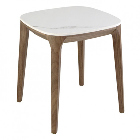 Table d'Appoint en Marbre "Vilma" 51cm Blanc & Naturel|Table Basse|Paris Prix