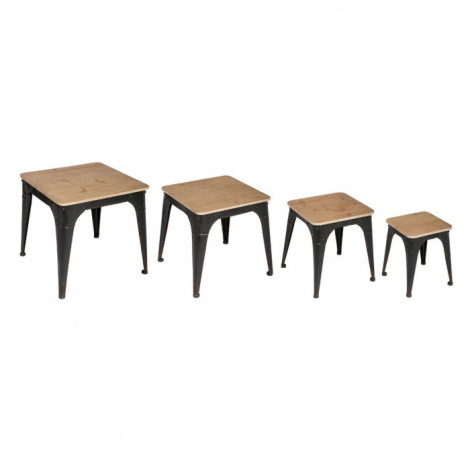 Lot de 4 Tables d'Appoint "Torof" 48cm Noir|Table Basse|Paris Prix