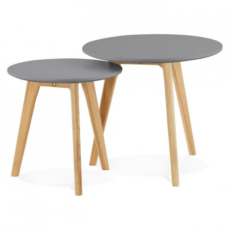 Lot de 2 Tables d'Appoint "Rauma" 50cm Gris Foncé|Table Basse|Paris Prix