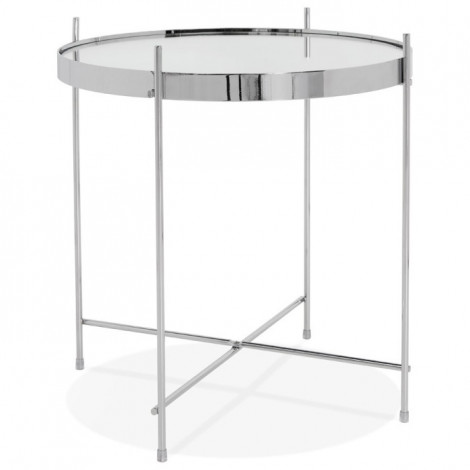 Table d'Appoint Ronde Pliable "Minois" 45cm Argent|Table Basse|Paris Prix