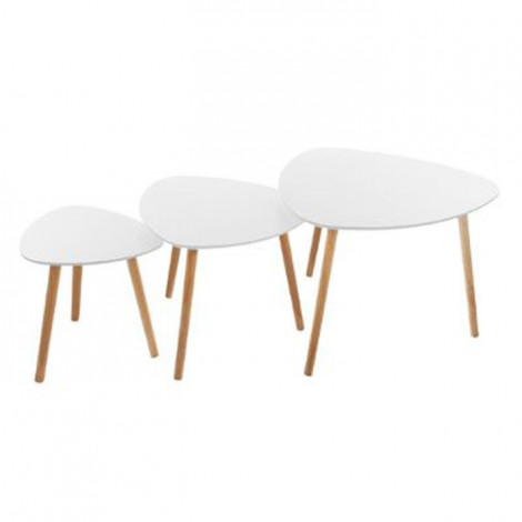 Lot de 3 Tables à Café en Bois "Mileo" 60cm Blanc|Table Basse|Paris Prix