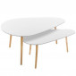 Lot de 2 Tables à Café en Bois "Mileo" 98cm Blanc|Table Basse|Paris Prix