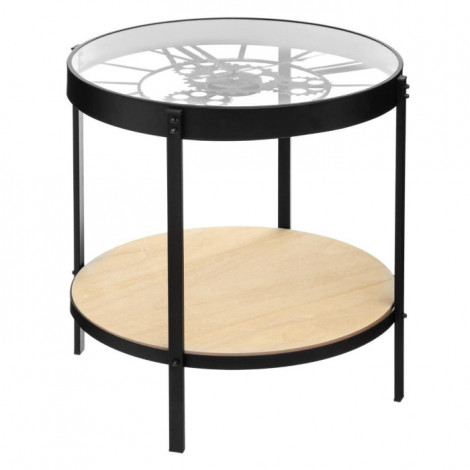 Table à Café en Verre "Pendule" 50cm Noir|Table Basse|Paris Prix