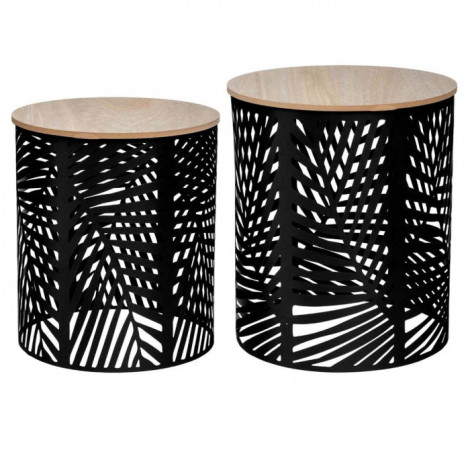 Lot de 2 Tables à Café "Feuille" 45cm Noir|Table Basse|Paris Prix
