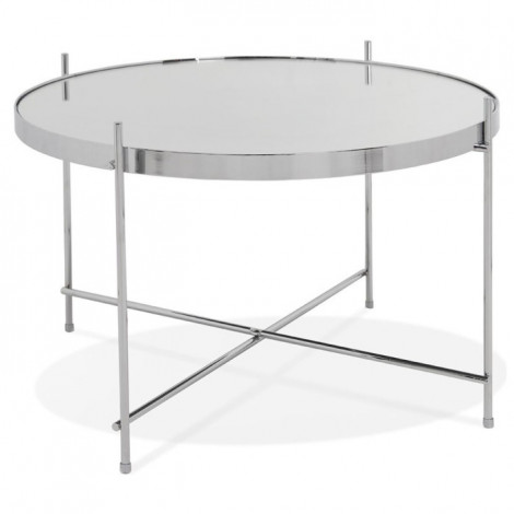 Table d'Appoint Design Ronde "Keops" 63cm Argent|Table Basse|Paris Prix