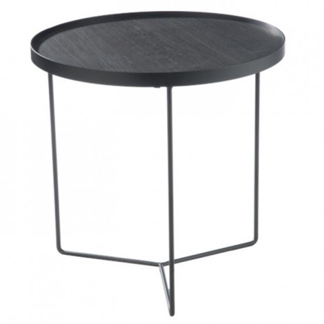 Table d'Appoint Design Ronde Bois "Malo" 50cm Noir|Table Basse|Paris Prix