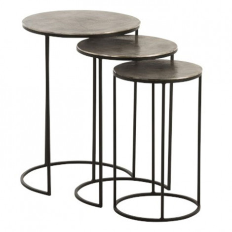 Lot de 3 Tables Gigognes Design "Roday" 60cm Noir|Table Basse|Paris Prix