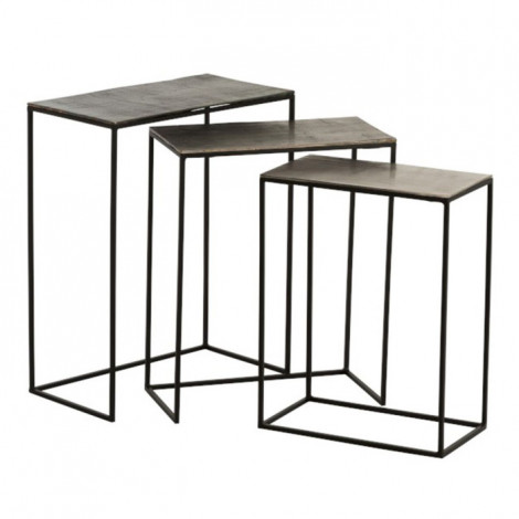 Lot de 3 Tables Gigognes Design "Slim" 65cm Noir|Table Basse|Paris Prix